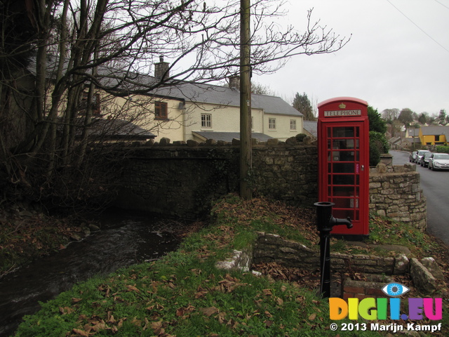 SX33001 Old telephone box and pump in Llanblethian near Cowbridge